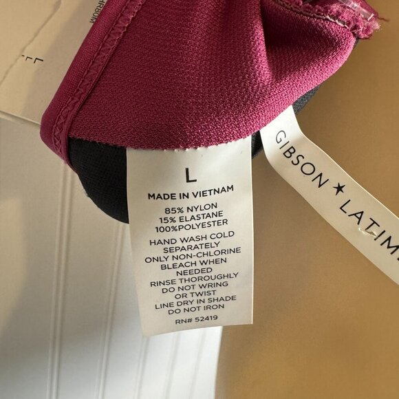 Gibson Latimer NWT purple tie back bikini top size large J23 - Picture 7 of 7